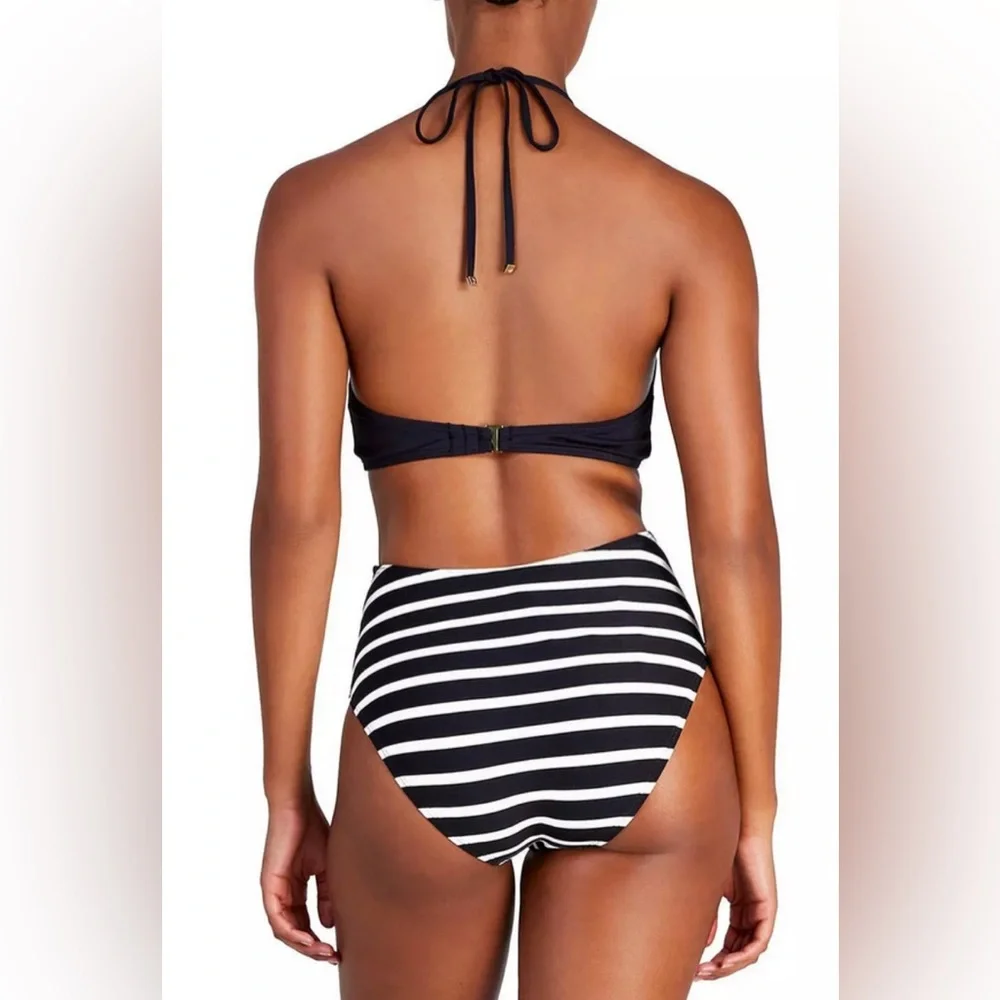 NWT [kate spade] new york Halter Cutout One Piece Black/White Swimsuit Womens XL - Picture 5 of 12